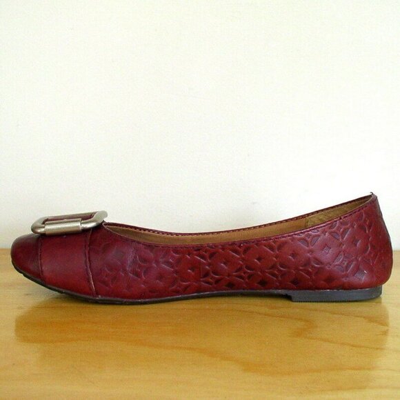 Fossil Maddox Flats Cordovan Red Tooled Leather - Picture 4 of 7
